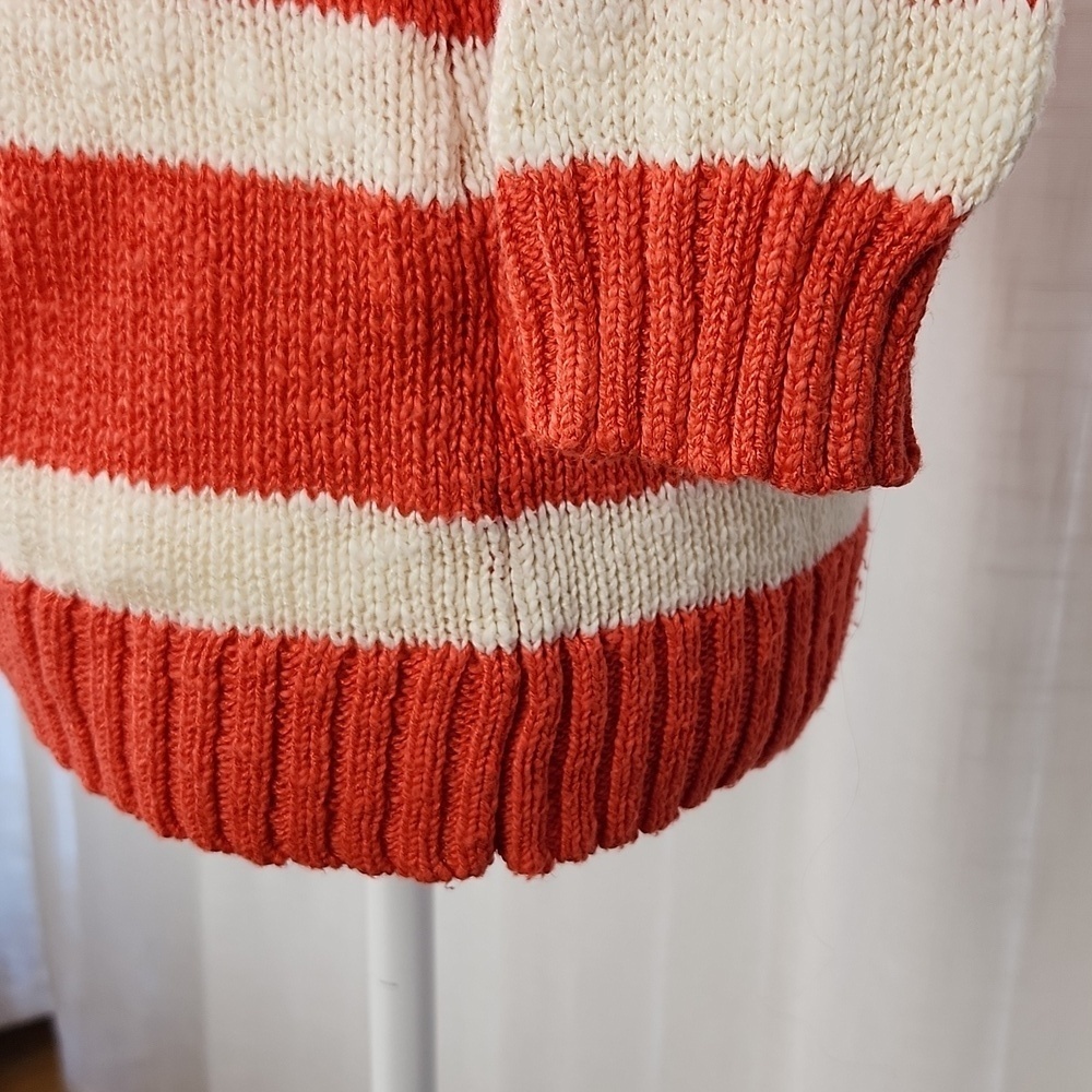 Womens casual 3/4 sleeve sweater old navy med orange white stripe crew neck - Picture 4 of 7